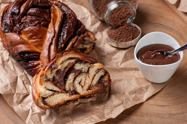 Tsoureki, Greek Easter sweet bread filled with chocolate